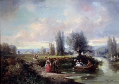 La promenade en bateau. Peinture anonyme du 19e siècle - Anonymous Anonymous