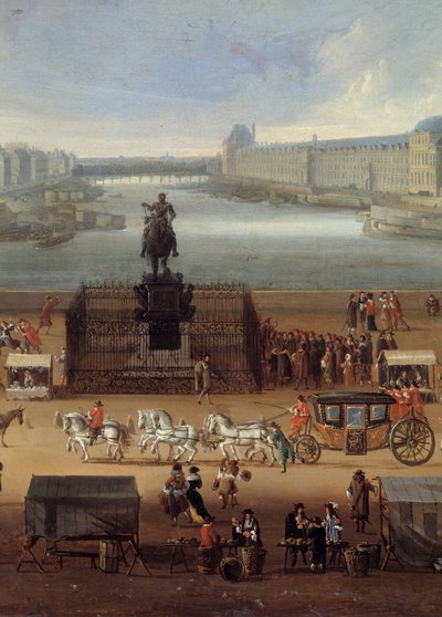 Circulation sur le Pont Neuf à Paris au XVIIe siècle (détail) - Anonymous Anonymous