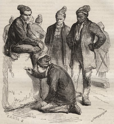 Types de galères du bagne de Brest au XIXe siècle. Gravure dans « Histoire des bagnes depuis leur création à nos jours » (1877) par Pierre Zaccone (1817-1895). Collection privée - Anonymous Anonymous