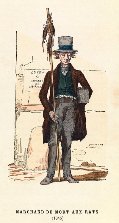 Un marchand de mort aux rats en 1845 à Paris, gravure, collection privée - Anonymous Anonymous