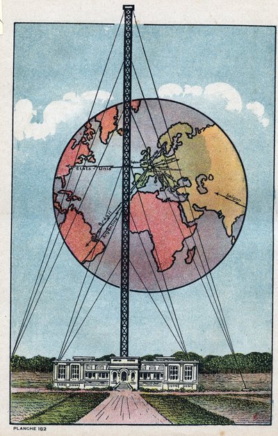 Vue de la station continentale appartenant à la station T.S.F. de Saint Assisi en France. Illustration anonyme de 1925. Collection privée. - Anonymous Anonymous