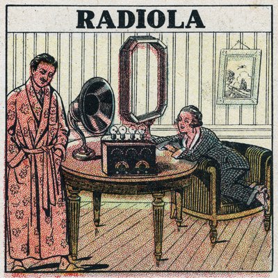 Téléphonie sans fil : poste radio Radiola. Illustration anonyme de 1925. Collection privée. - Anonymous Anonymous