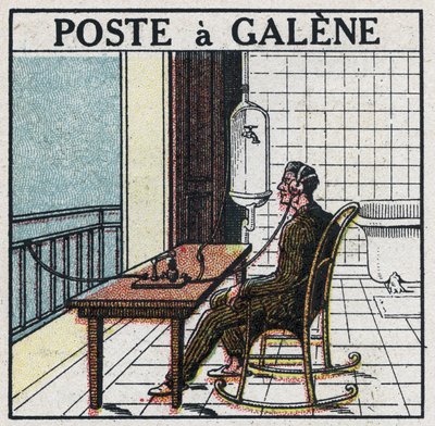 Téléphonie sans fil : poste radio en galène. Illustration anonyme de 1925. Collection privée. - Anonymous Anonymous