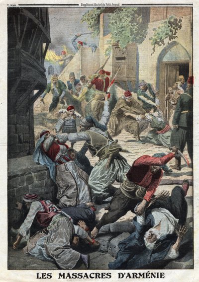 Première Guerre mondiale, Génocide arménien, Destruction de la population arménienne par les Turcs ottomans, Illustration du journal français Le Petit Journal, 12 décembre - Anonymous Anonymous