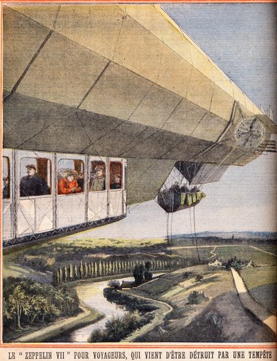 Zeppelin VII pour voyageurs détruit par une tempête. Gravure dans « Le petit parisien » du 10/07/1910. Collection privée. - Anonymous Anonymous
