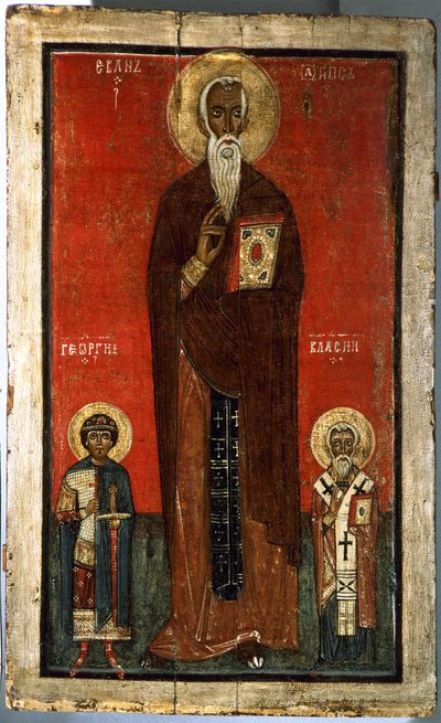 Saint Jean Climaque avec Saint Georges et Saint Blaise, seconde moitié du XIIIe siècle - Anonymous Russian icon painter