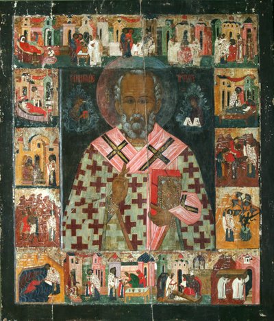 Saint Nicolas avec des scènes de sa vie, 16e siècle - Anonymous Russian icon painter