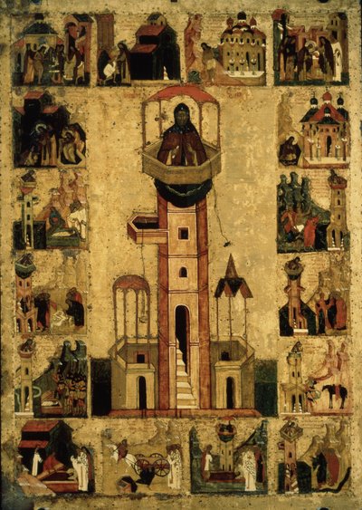 Saint Syméon le Stylite avec des scènes de sa vie - Anonymous Russian icon painter