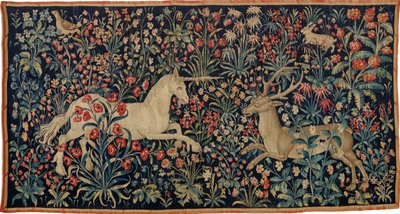 Unicorne et cerf dans un champ de fleurs, vers 1500 - Anonymous master.