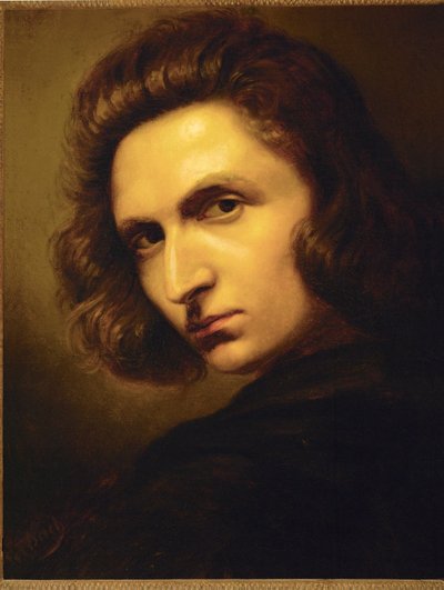Autoportrait (huile sur toile) - Anselm Feuerbach