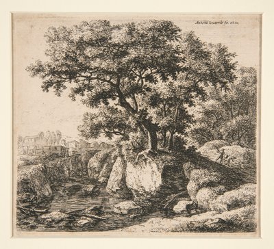 Paysage avec un homme conduisant un âne - Anthonie Waterloo
