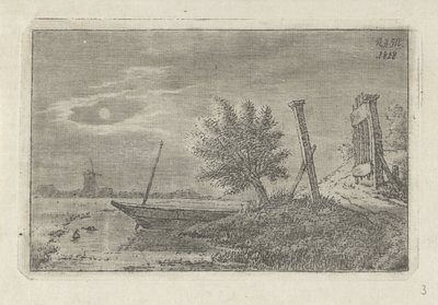 Paysage avec bateau et barrière ouverte - Anthonie Willem Hendrik Nolthenius de Man