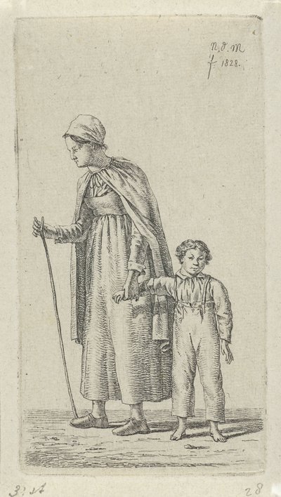 Mère avec enfant dans les bras, 12 petites études (titre de la série) - Anthonie Willem Hendrik Nolthenius de Man