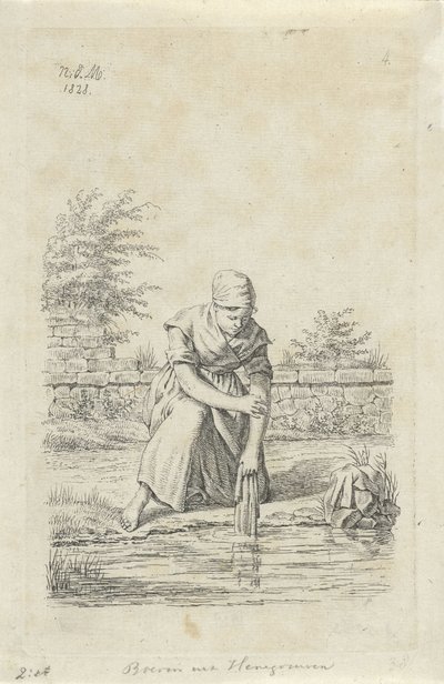 Femme lavant du Hainaut (Paysans et paysannes du Royaume-Uni des Pays-Bas) - Anthonie Willem Hendrik Nolthenius de Man