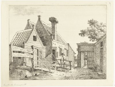 Petit garçon traversant un pont en bois (En dehors de la Raampoort) - Anthonie van den Bos