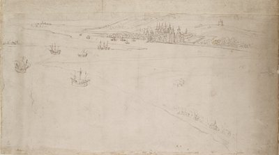 Panorama de Londres vu de Southwark : Greenwich, 1554 - Anthonis van den Wyngaerde
