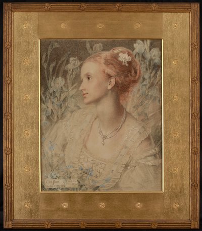 Clara Flower (craies de couleur sur papier crème) - Anthony Frederick Augustus Sandys