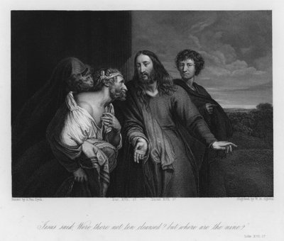 Le lépreux glorifiant Dieu, Luc XVII - Anthony van (after) Dyck