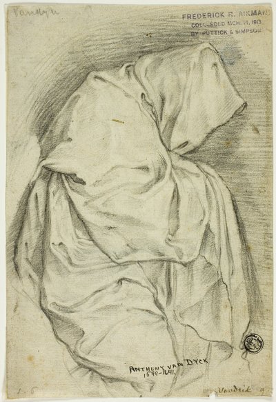 Drapée avec personnage encapuchonné (recto) ; Deux esquisses de cygnes dans l