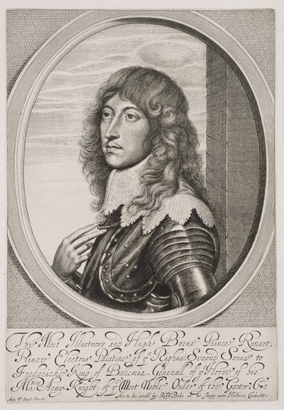 Portrait du prince Rupert (1619-82) comte palatin du Rhin et duc de Bavière, gravé par William Faithorne (1616-91) - Anthony van Dyck