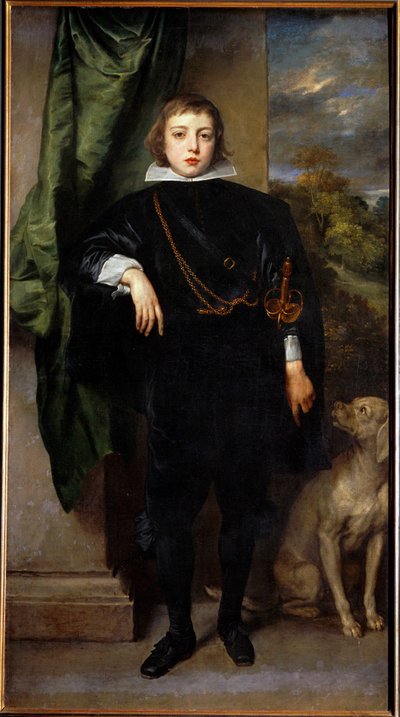 Prince Ruprecht von der Pfalz, amiral anglais, fils de Frédéric V de Bohême, le " Winter-King " de la Guerre de Trente Ans (peinture sur toile) - Anthony van Dyck