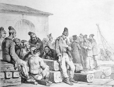 Les Forçats, gravé par François Séraphin Delpech (1778-1825), première moitié du 19ème siècle - Antoine Charles Horace Vernet