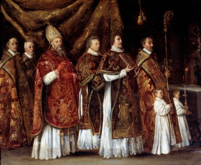 Messe pontificale ou un évêque montant à l