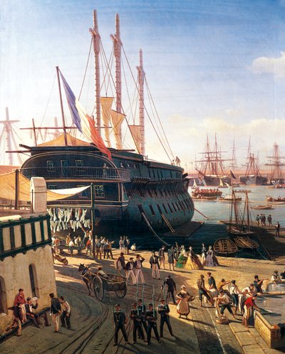 Navire marchand dans le port de Toulon - Antoine Leon Morel Fatio