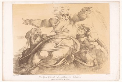 La création de la terre à partir du chaos par Dieu (Le père éternel débrouillant le chaos) - Antoine Maurin
