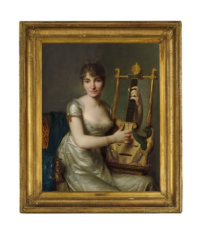 Portrait de Madame Larmoyer, trois-quarts de longueur, tenant une lyre - Antoine Vestier