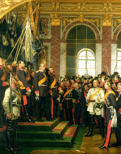 La proclamation de Guillaume comme Kaiser du nouvel Empire allemand, dans la galerie des Glaces à Versailles le 18 janvier 1871, peint en 1885 - Anton Alexander von Werner