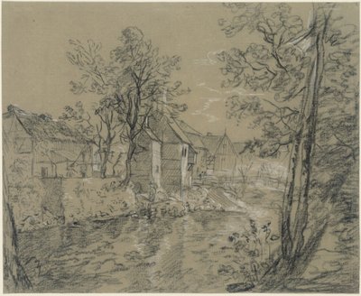 Maisons au bord de la rivière (maisons sur la Weißeritz dans la vallée de Plauen près de Dresde) - Anton Graff