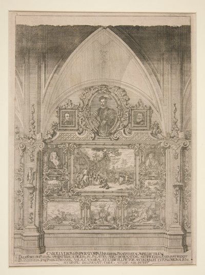 Intérieur de niche voûtée décorée de portraits et de scènes de genre - Anton Joseph von Prenner