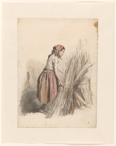 Jeune fille au foulard travaillant aux champs - Anton Mauve