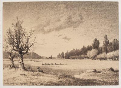 Paysage ouvert avec un bois au loin. Bourgogne - Anton Melbye