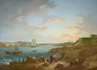 Attribué à Anton Schranz (1769-1839) - Port de Malte - RCIN 406555 - Collection royale (restaurée) - Anton Schranz