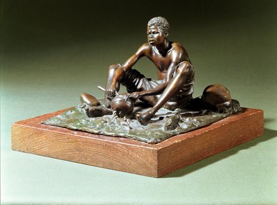 Homme assis avec un pot de cuisson - Anton van Wouw