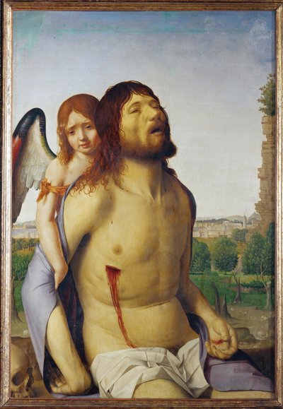 Christ mort soutenu par un ange (peinture sur bois) - Antonello da Messina