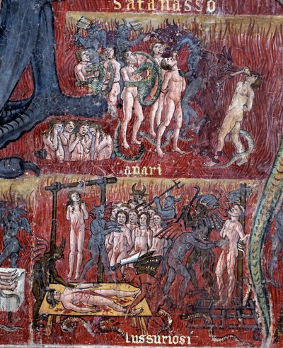 Le diable en enfer, détail du cercle de la luxure et de l