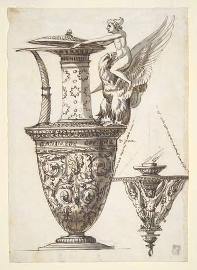Conception pour un pichet et un chandelier élaborés - Antonio Basoli