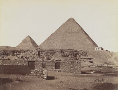 Pyramides de Gizeh, vue du nord-est des pyramides de Khéphren et Khéops - Antonio Beato