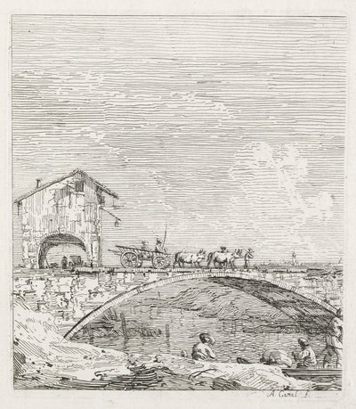 Vues : Un chariot passant sur un pont, 1735-1746 - Giovanni Antonio Canal