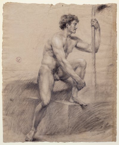 Étude de nu masculin assis sur un podium - Antonio Canova