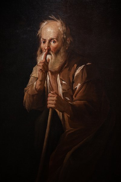 Vieil homme appelant au silence - Antonio Cifrondi