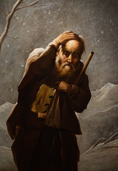 Vieil homme dans la neige - Antonio Cifrondi
