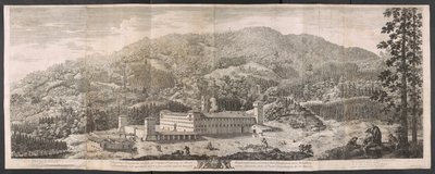 Grande vue du monastère au milieu des forêts des Apennins - Antonio Cioci or Ciocchi