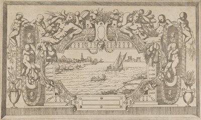 Paysage avec cadre ornemental - Antonio Fantuzzi