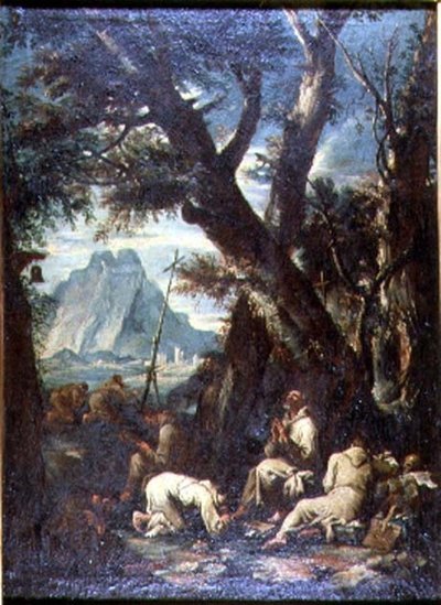 Campagne avec ermites, vers 1700-10 - Antonio Francesco Peruzzini
