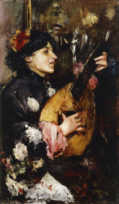 Femme avec une mandoline - Antonio Mancini