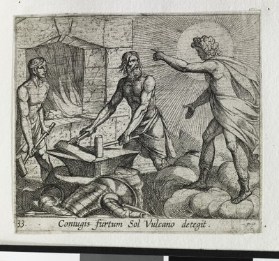 Apollon à la forge de Vulcain (gravure) - Antonio Tempesta